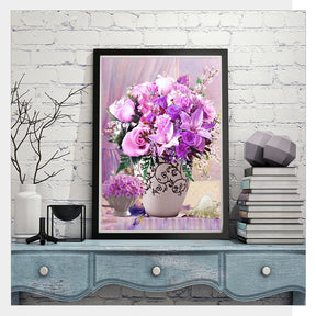 DIY Floral Diamond Mosaic Painting  Rose & Lily Picture Full Round Wall Decor Diamond Embroidery Wedding Gift Decor