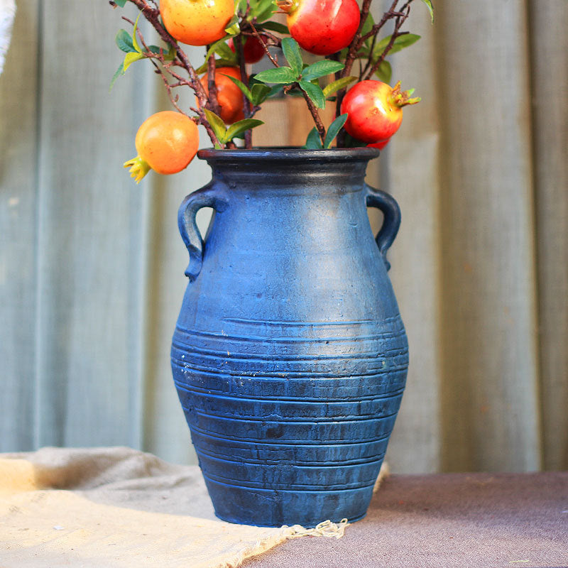 Ceramic Old Vases In The Living Room With Dried Flowers