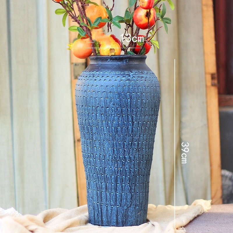 Ceramic Old Vases In The Living Room With Dried Flowers